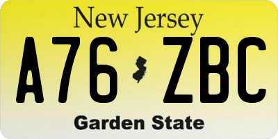 NJ license plate A76ZBC