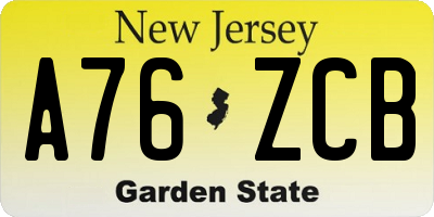 NJ license plate A76ZCB