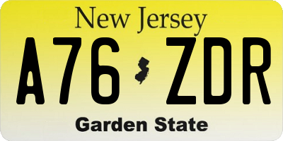 NJ license plate A76ZDR