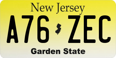 NJ license plate A76ZEC