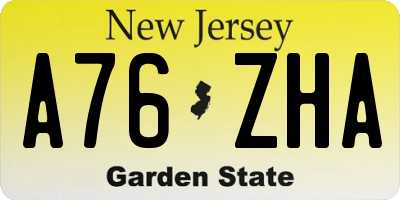 NJ license plate A76ZHA
