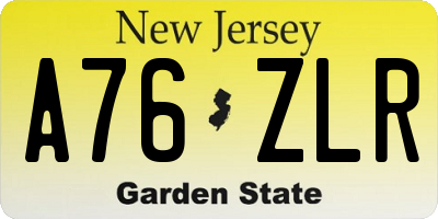 NJ license plate A76ZLR