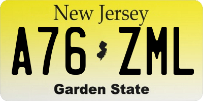 NJ license plate A76ZML