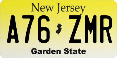 NJ license plate A76ZMR