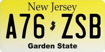 NJ license plate A76ZSB