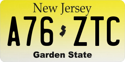 NJ license plate A76ZTC