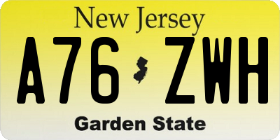 NJ license plate A76ZWH