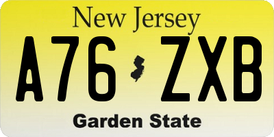 NJ license plate A76ZXB