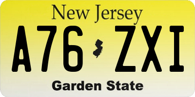 NJ license plate A76ZXI