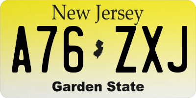 NJ license plate A76ZXJ