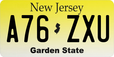 NJ license plate A76ZXU