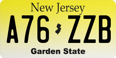 NJ license plate A76ZZB