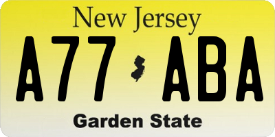 NJ license plate A77ABA