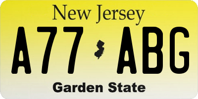 NJ license plate A77ABG