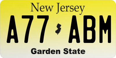 NJ license plate A77ABM