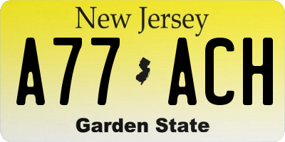 NJ license plate A77ACH