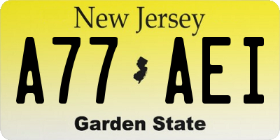 NJ license plate A77AEI