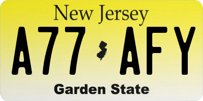 NJ license plate A77AFY