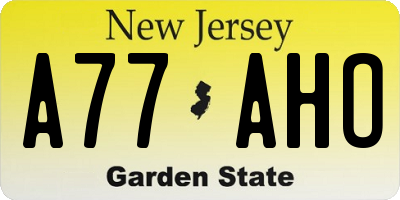 NJ license plate A77AHO