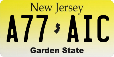 NJ license plate A77AIC