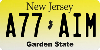 NJ license plate A77AIM