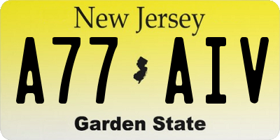 NJ license plate A77AIV