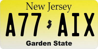 NJ license plate A77AIX