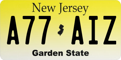 NJ license plate A77AIZ