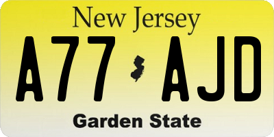 NJ license plate A77AJD