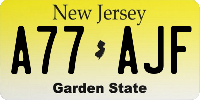 NJ license plate A77AJF