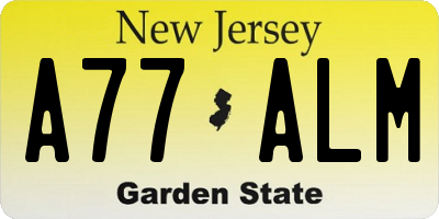 NJ license plate A77ALM