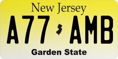 NJ license plate A77AMB