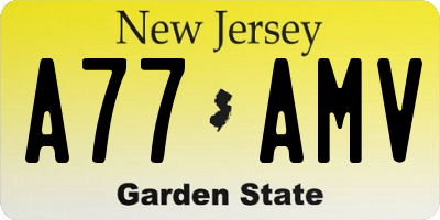NJ license plate A77AMV