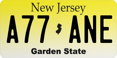 NJ license plate A77ANE