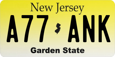 NJ license plate A77ANK