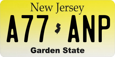 NJ license plate A77ANP