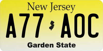 NJ license plate A77AOC