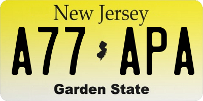 NJ license plate A77APA