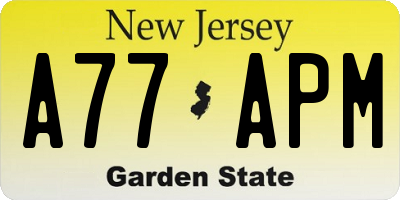 NJ license plate A77APM