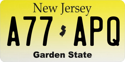 NJ license plate A77APQ