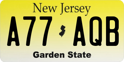 NJ license plate A77AQB