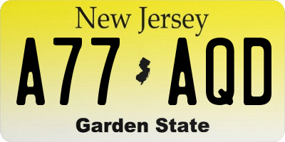 NJ license plate A77AQD