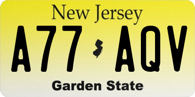 NJ license plate A77AQV