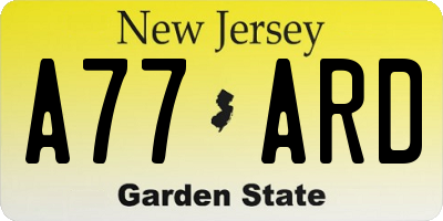 NJ license plate A77ARD