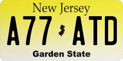 NJ license plate A77ATD