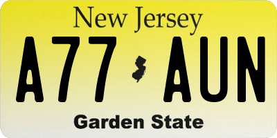 NJ license plate A77AUN
