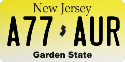 NJ license plate A77AUR