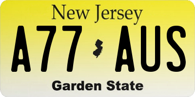 NJ license plate A77AUS
