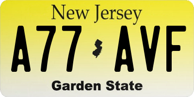 NJ license plate A77AVF