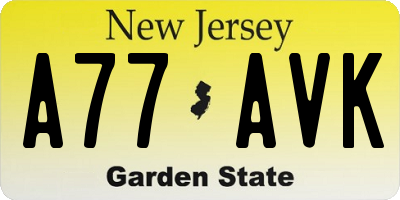 NJ license plate A77AVK